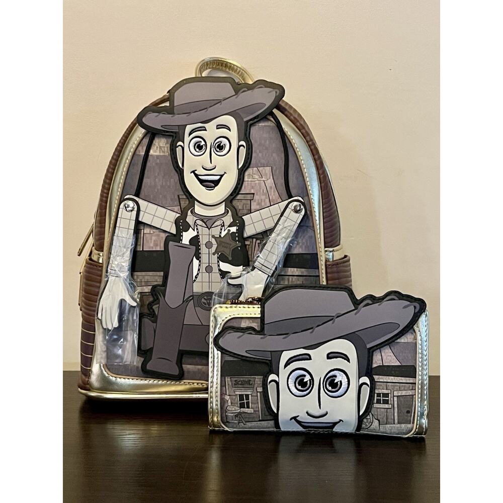 Loungefly Pixar Toy Story Woody's Roundup Poseable Puppet Mini Backpack Wallet
